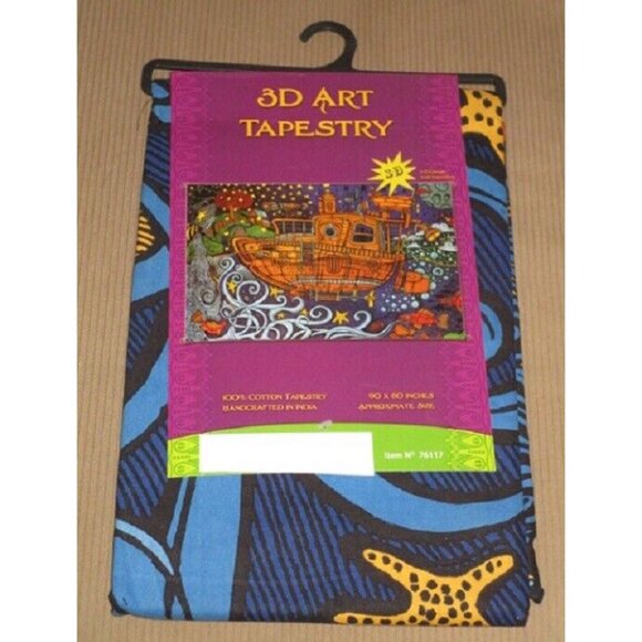 New Large Steampunk Tugboat Tapestry Psychedelic Wall Art Hanging Decor 90x60 - Picture 3 of 3